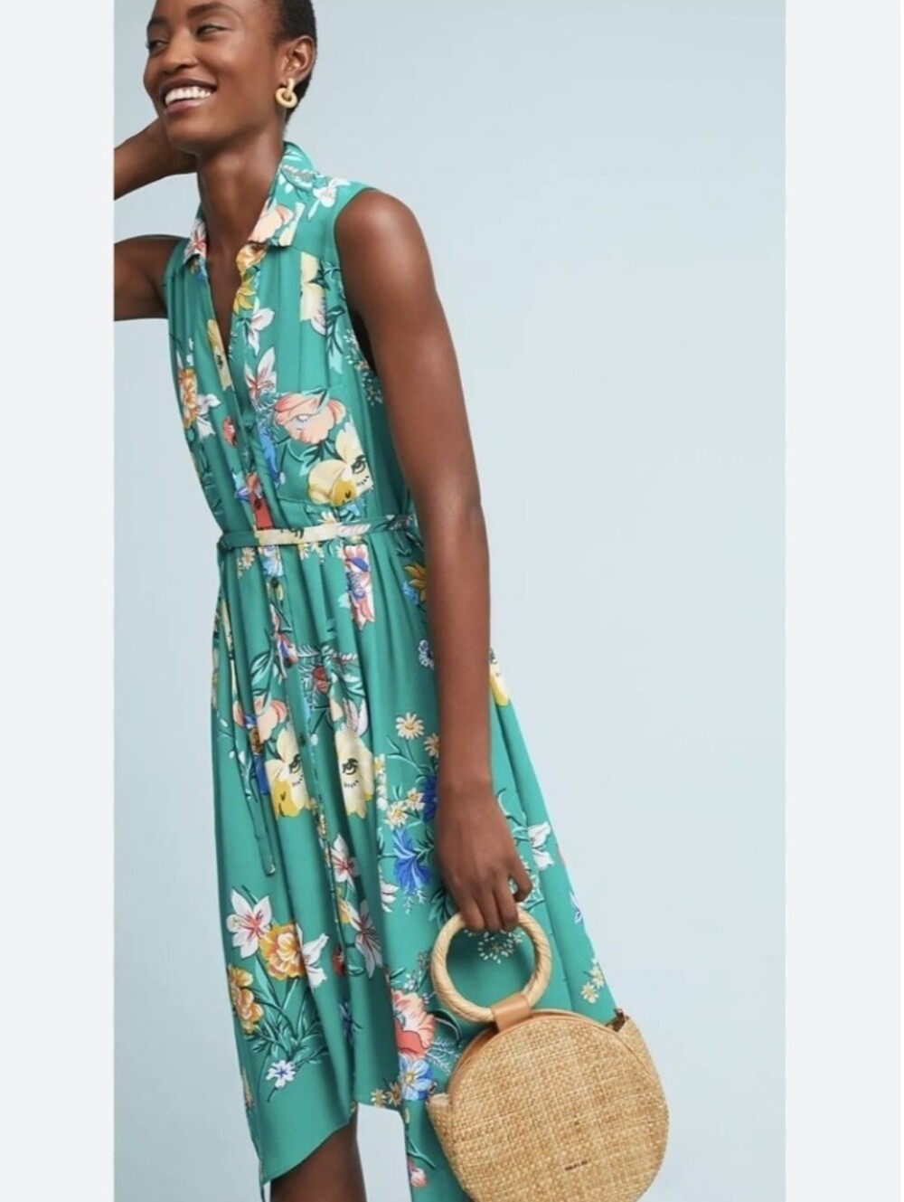 Maeve Dress Floral Sleeveless Green